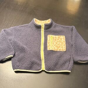 Cozy navy Fleece Jacket with Yellow Accents